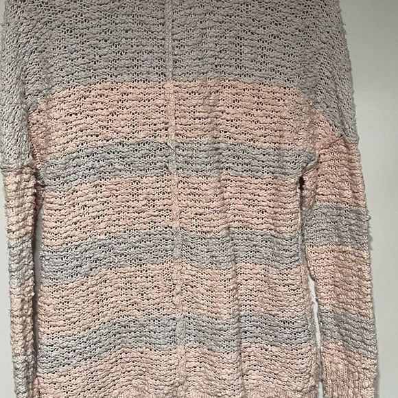 Free People Rugby Songbird Stripe Pullover SweaterSmall Pale Pink Pale Gray - Picture 15 of 15